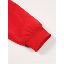 Women'S Casual Sports Fashion Bear Basketball Pattern Crew Neck Sweatshirt Set with Knit Fabric, 100% Polyester Material, Fall/Winter Season, Slight Stretch Fabric, Solid Color Pants - Athletic Loungewear Outfits