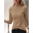Plus Size - Plus Size - Women'S Plus Size Casual High Neck Long Sleeve Top Set - 3pcs, Solid Color, Medium Stretch, Vacation Style, Fall/Winter Collection, Casual Attire|Vacation Style|Stretchy Fabric
