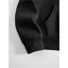 Plus Size, Women's Winter Elegant Geometric Print Hooded Sweatshirt - Cozy Pullover Hoodie with Book & Floral Design, 