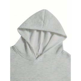 Calvin s Plus Size Oversized Hooded Sweatshirt - Light Grey with Black Letter 'C' & Golden Stripes Print, Cozy Fleece Pullover with Pockets, Women's Autumn Winter Casual Clothing, Autumn Winter Apparel, Comfortable Sweatshirt