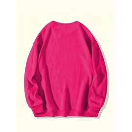 [Polyester Floral Grandma Sweatshirt] Polyester 100% Floral Grandma Graphic Pullover Sweatshirt - Plus Size, Crew Neck, Slight Stretch, Casual Sportswear for Fall/Winter - 260g/m²