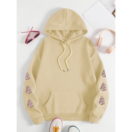 Winter Warmth | Women's Plus Size Christmas Tree Print Hoodie - Cozy Long Sleeve Pullover with Pockets, Festive 