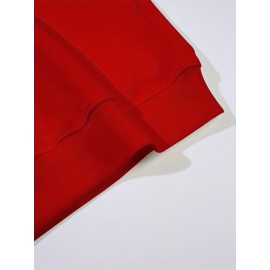 Plus Size Christmas Santa Print Sweatshirt, Casual Long Sleeve Crew Neck Pullover Sweatshirt, Women's Plus Size Clothing