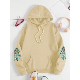 Plus Size - Women'S Elegant Dreamcatcher Hoodie - Cozy Fall/Winter Pullover with Colorful Design, Black Long Sleeve Sweatshirt for Casual or Chic Outfits, Cozy Clothing | Dreamcatcher Design | Durable Fabric