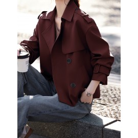 [Elegant Blazer] Elegant Brown Women's Blazer | Structured Non-Stretch Jacket, Machine Washable Chic Outerwear for Everyday & Formal Events, Minimalistic Design, Sophisticated Craftsmanship