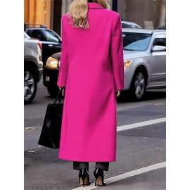 Women'S Elegant Solid Color Mid-Length Trench Coat - Lightweight, Button-Up, Long Sleeve Outerwear for Spring & Fall, Versatile for Casual or Formal Wear, Casual Wear Coat | Buttonup Coat | Lightweight Coat