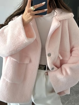 [New Loose Plush Coat] Winter Style Women's Fashion New Loose Plush Coat Top Jacket