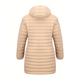 [Chic Beige Coat] Elegant Chic Beige Lightweight Nylon Women's Mid-Length Coat | Regular Fit Zipper Front for Commuting & Casual Outings