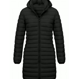 [Chic Beige Coat] Elegant Chic Beige Lightweight Nylon Women's Mid-Length Coat | Regular Fit Zipper Front for Commuting & Casual Outings