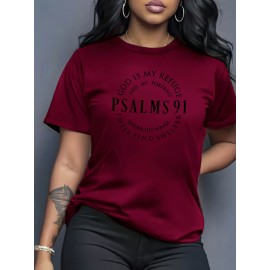 Calvin Women'S Graphic T-Shirt - Psalms 91:11 Inspirational Bible Verse Print, Soft Stretch Round Neck Tee, Breathable Casual & Athletic Wear for Everyday Comfort, All-Season Black Top, Comfortable Clothing | Motivational Apparel | Soft Fabric Tee