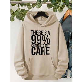 Plus Size Cozy Chic Letter Print Drawstring Hoodie - Soft Warm Fleece Lined Long Sleeve Sweatshirt with Relaxed Fit for Fall & Winter - Women's Comfortable Casual Wear for Everyday